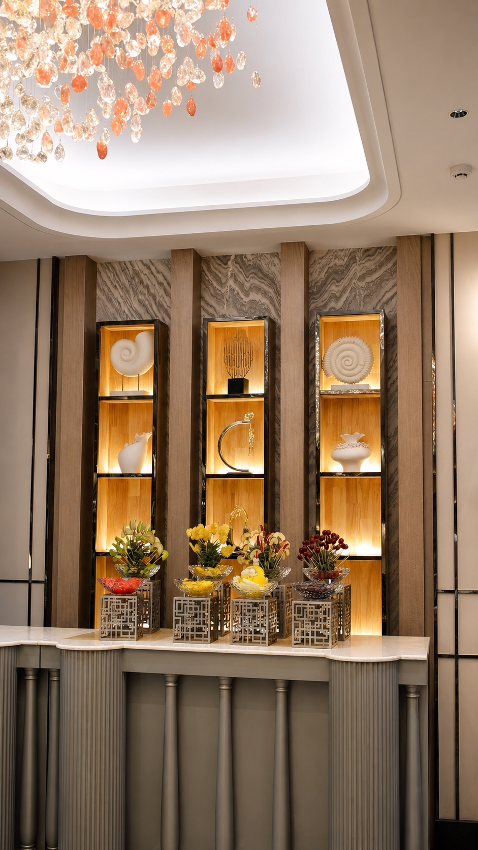 Decorative buffet display inside Aroha Hall